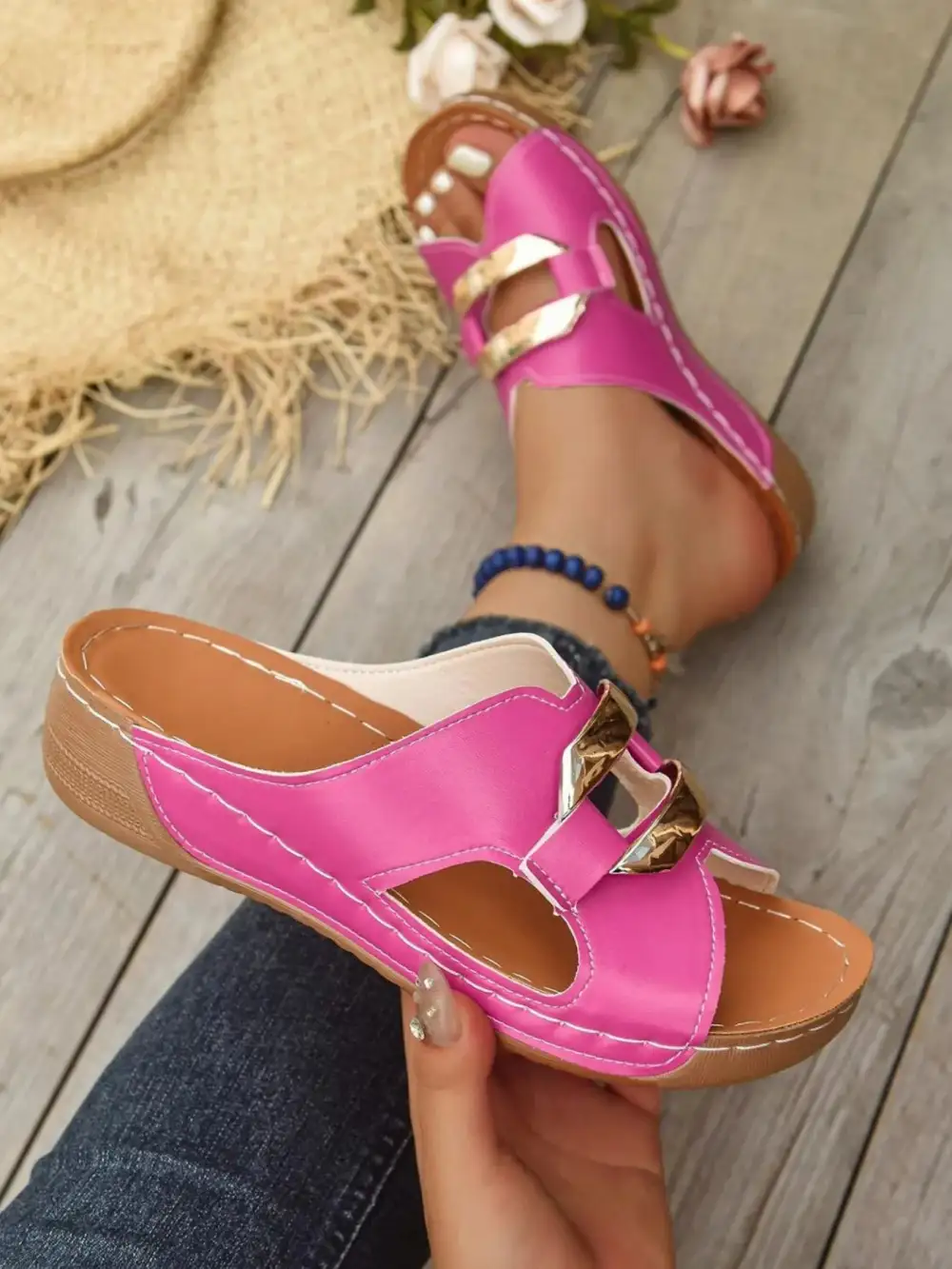 Wedge Buckle Heeled Sandals