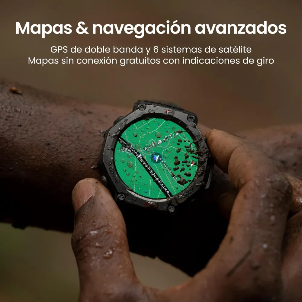 Amazfit T-Rex 3 Outdoor Smartwatch 48mm AMOLED Display, Maps & Offline Navigation, 6 Satellite GPS Systems Dual Band, 27 Days Battery Life, NFC Payment, 170 Adventure Sports Modes