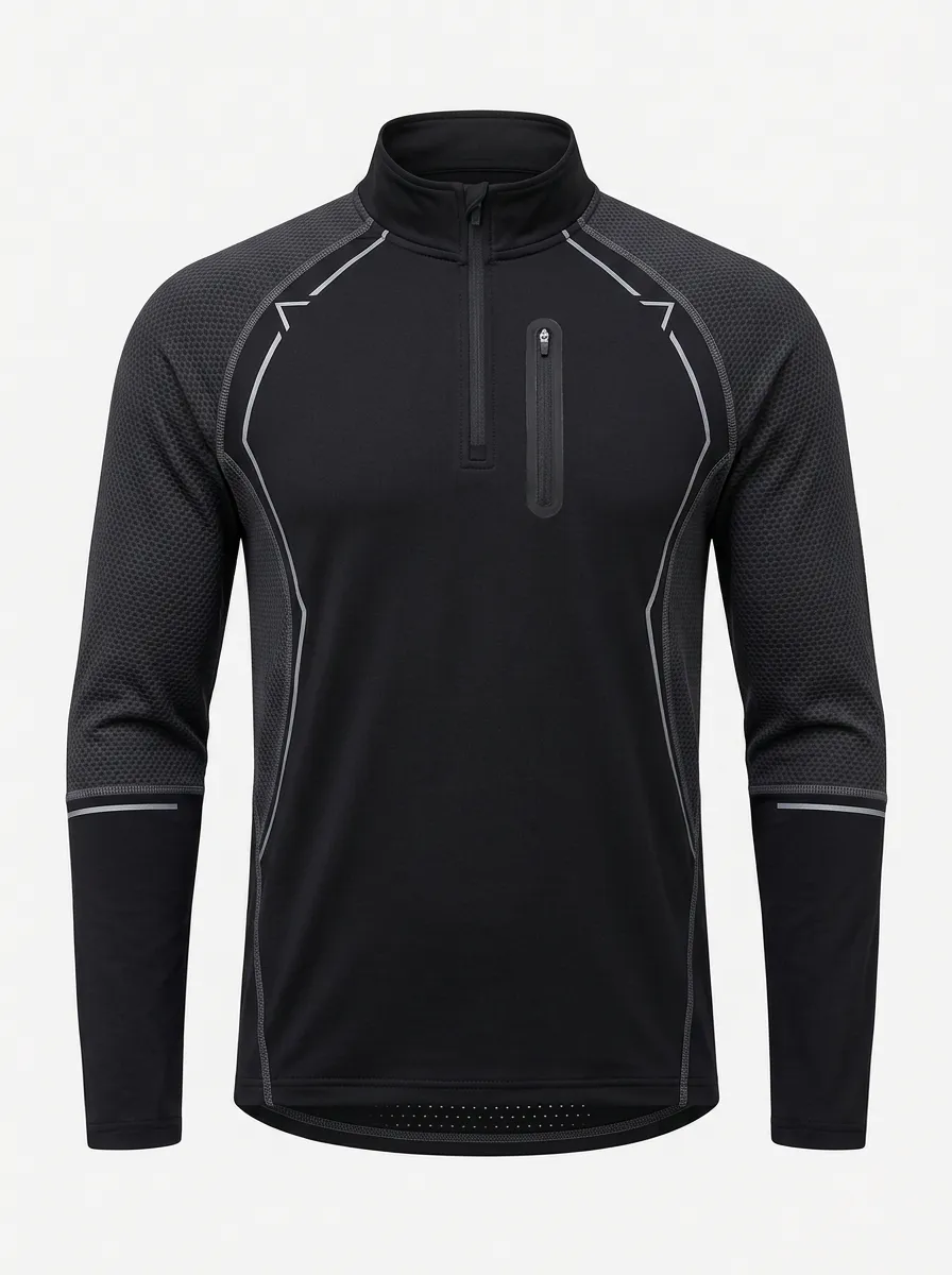 Men's Athletic Sports Performance Quarter-Zip Printed Long Sleeve Shirt