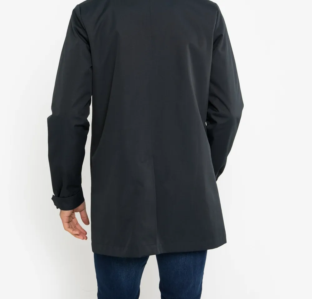 Men's Navy Water-Resistant Longline Coat