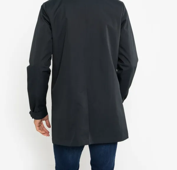 Men's Navy Water-Resistant Longline Coat