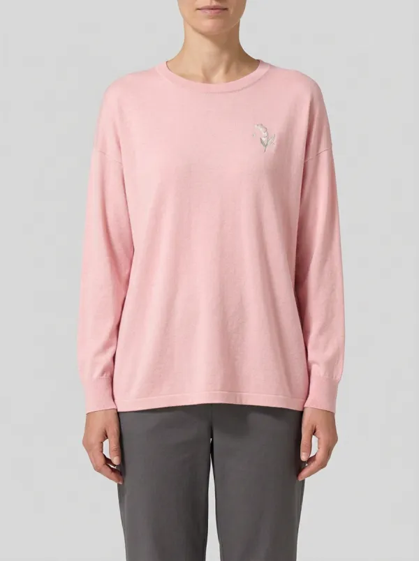 Women's Floral Embroidered Crew-Neck Sweater