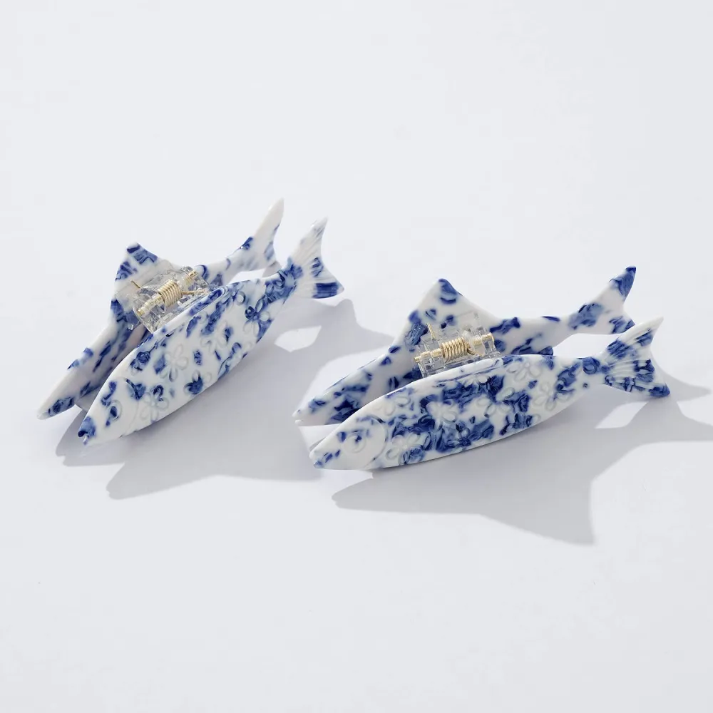 Floral Fish Claw Clip