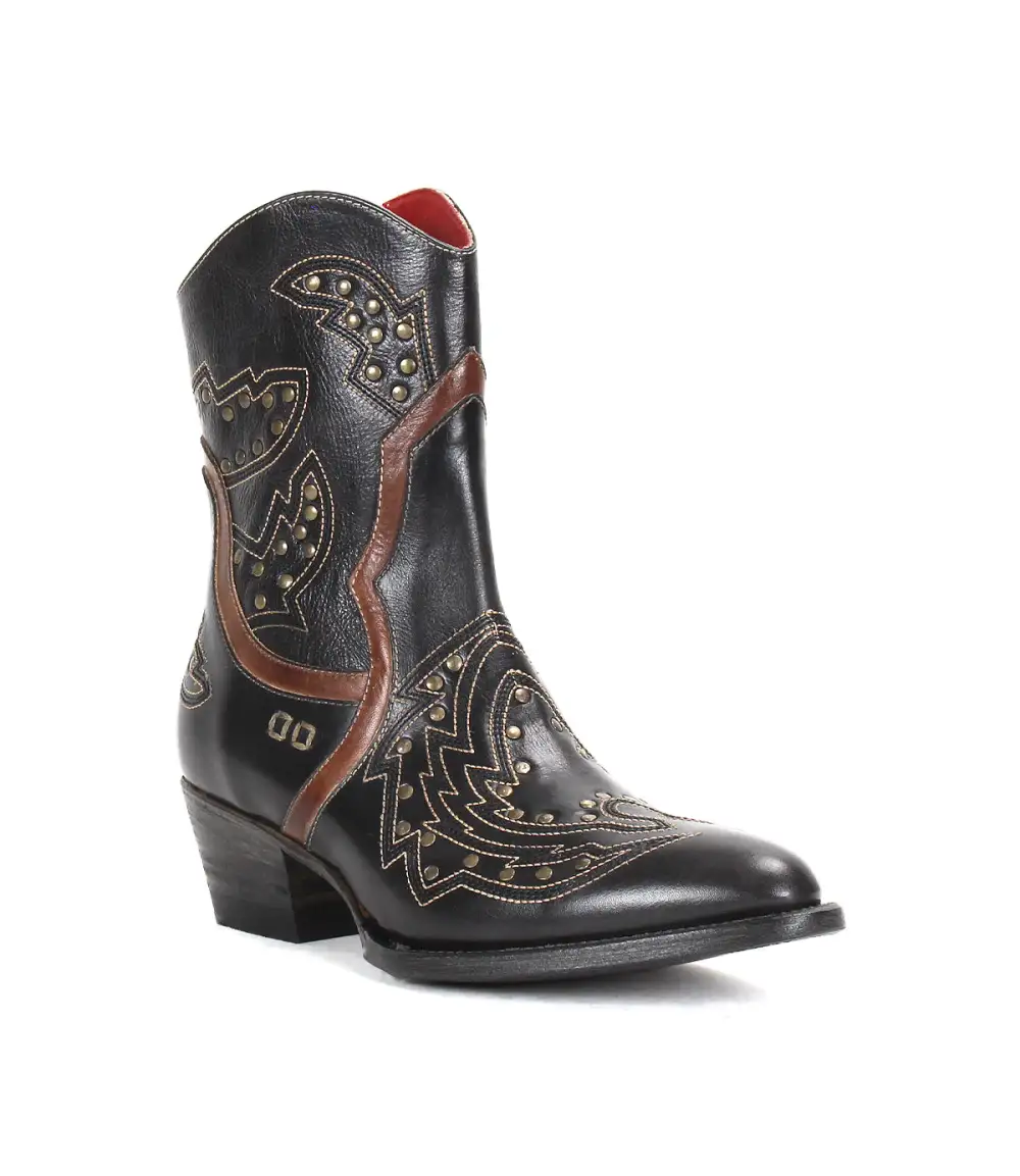 Side-Zip Studded Western Boots