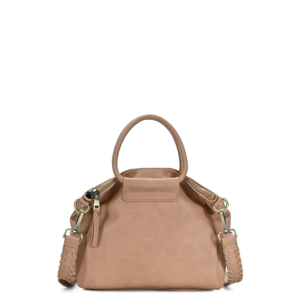 Women's Triple Compartment Top Handle Leather Crossbody Bag