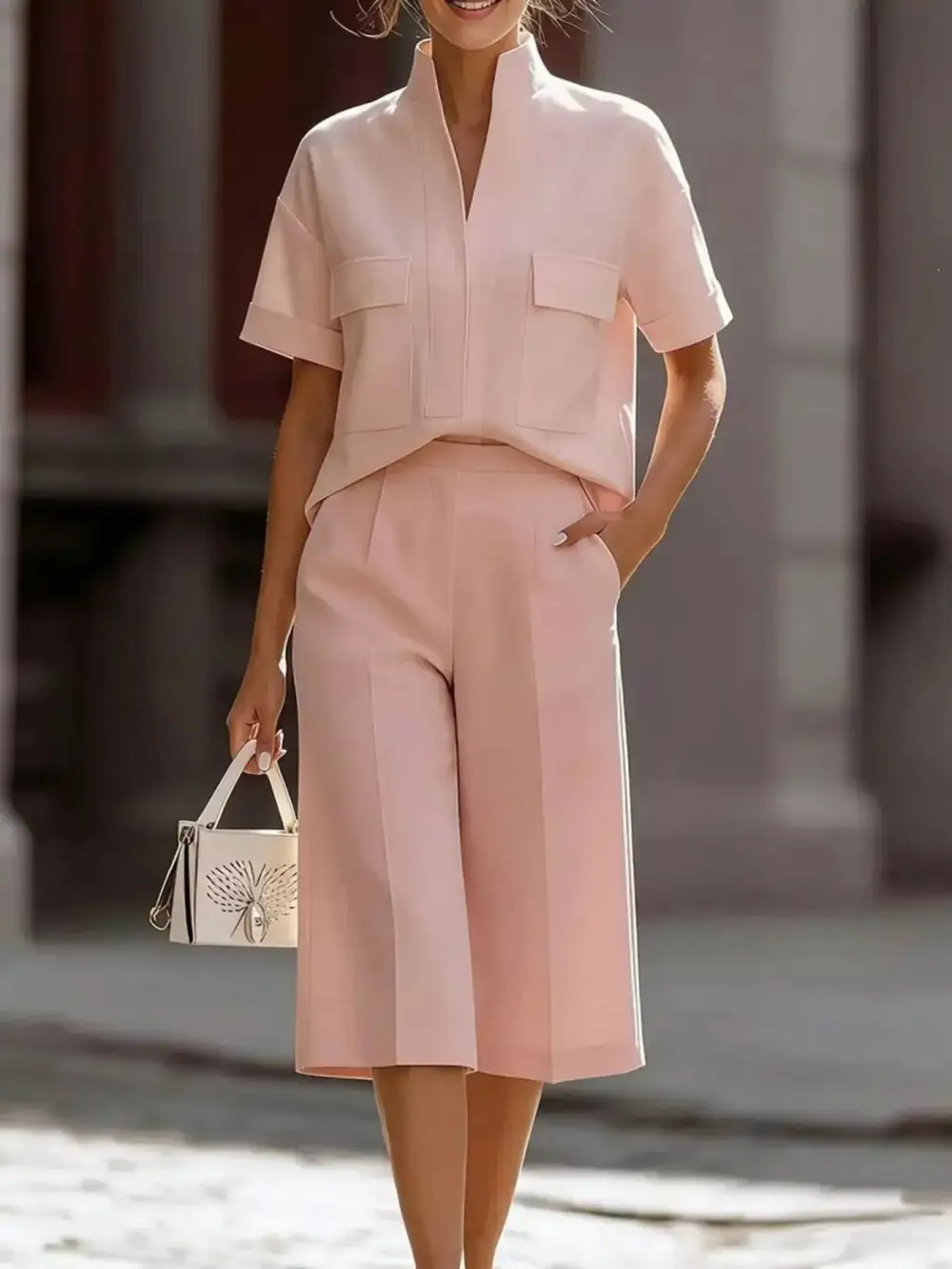 Full Size Short Sleeve Top and Wide Leg Pants