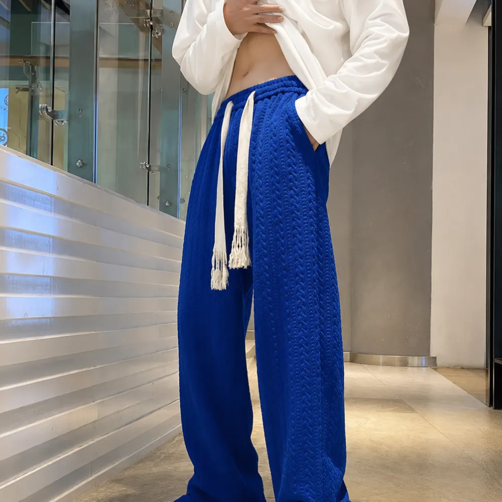 Textured Jacquard Wide-Leg Pants