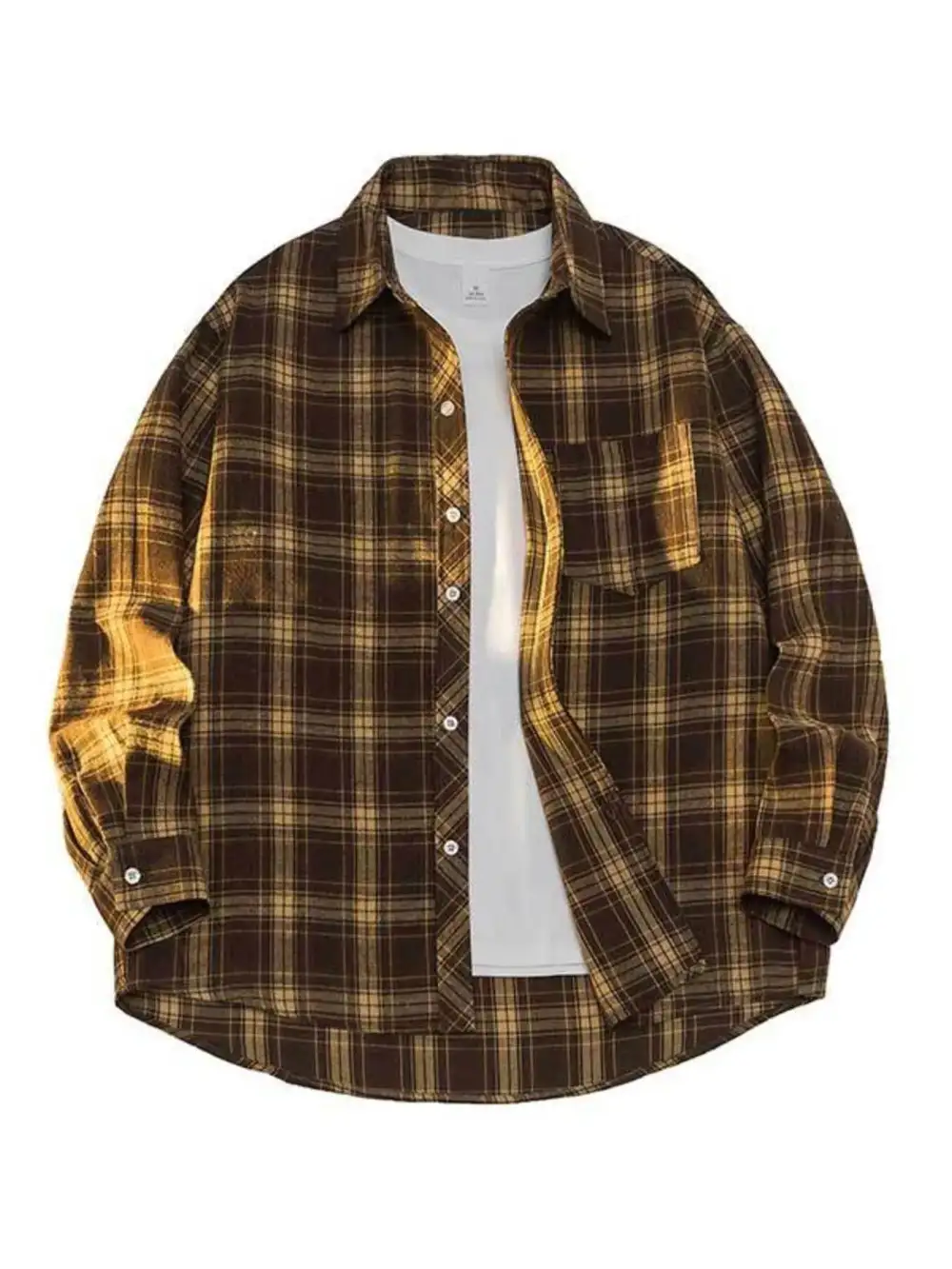 Cotton Button Up Plaid Shirt