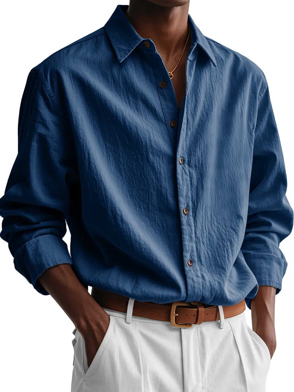 Garment Washed Pleated Front Shirt