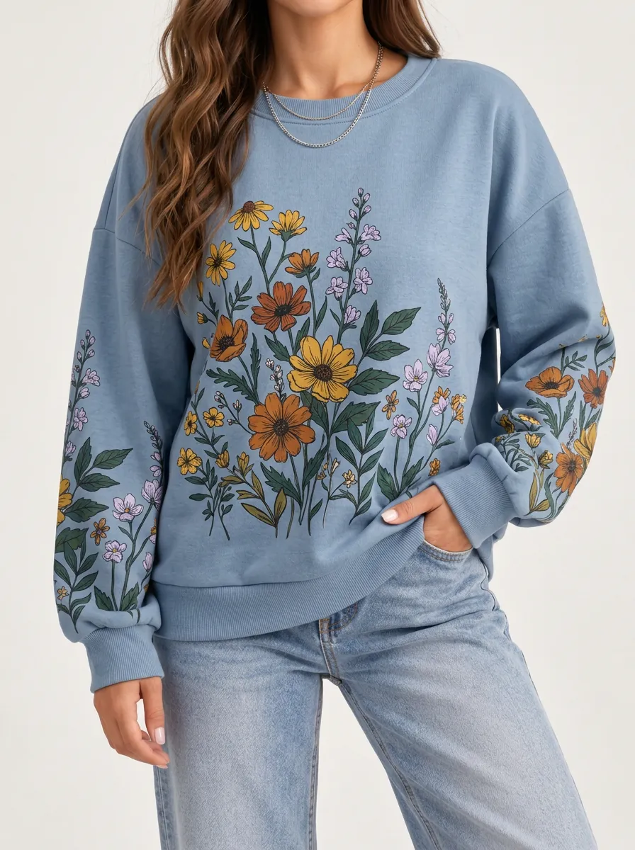 Women's Wildflower Illustration Sweatshirt