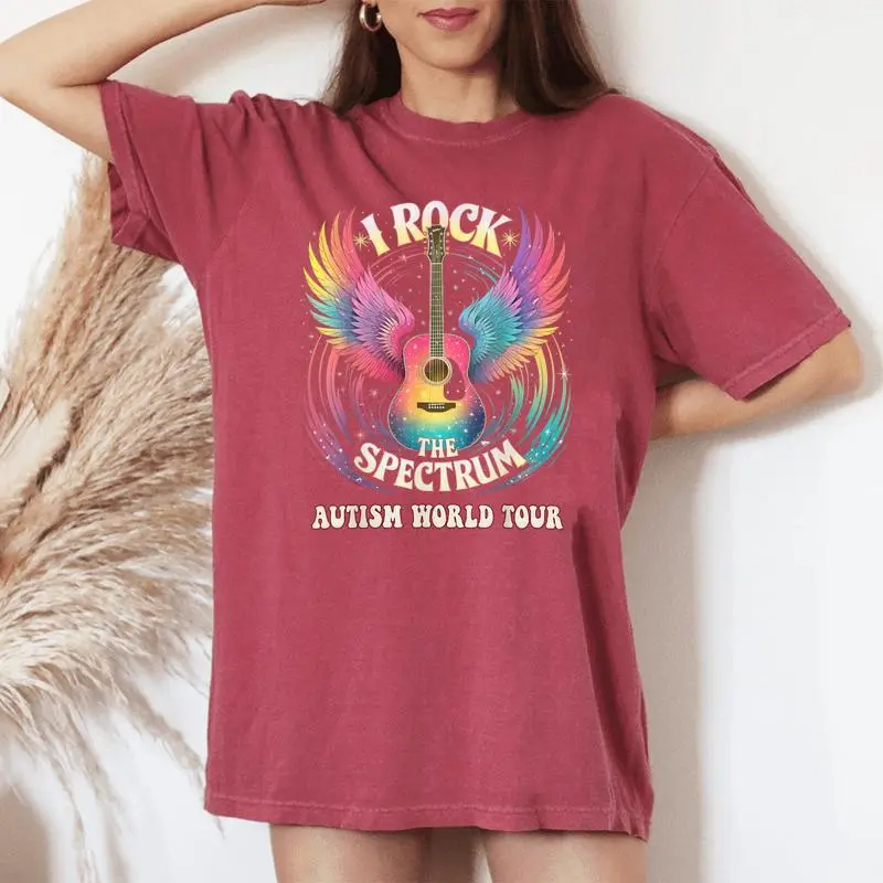 Sped Autism World Tour I Rock The Spectrum Teacher Stimming Women's Oversized Comfort T-shirt