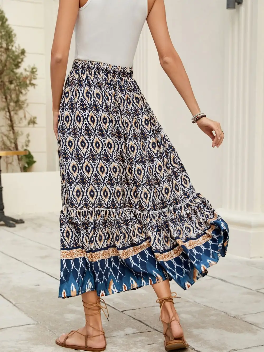 Essential Ruched Printed Skirt