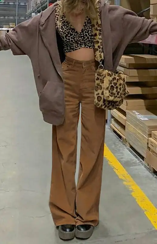 Slim Straight Wide Leg Trousers Pants