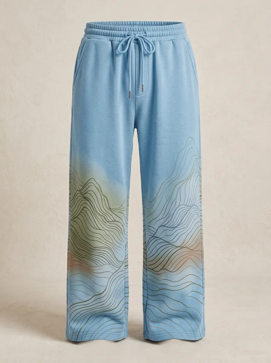 Unisex Mountain Contour Line Sweatpants