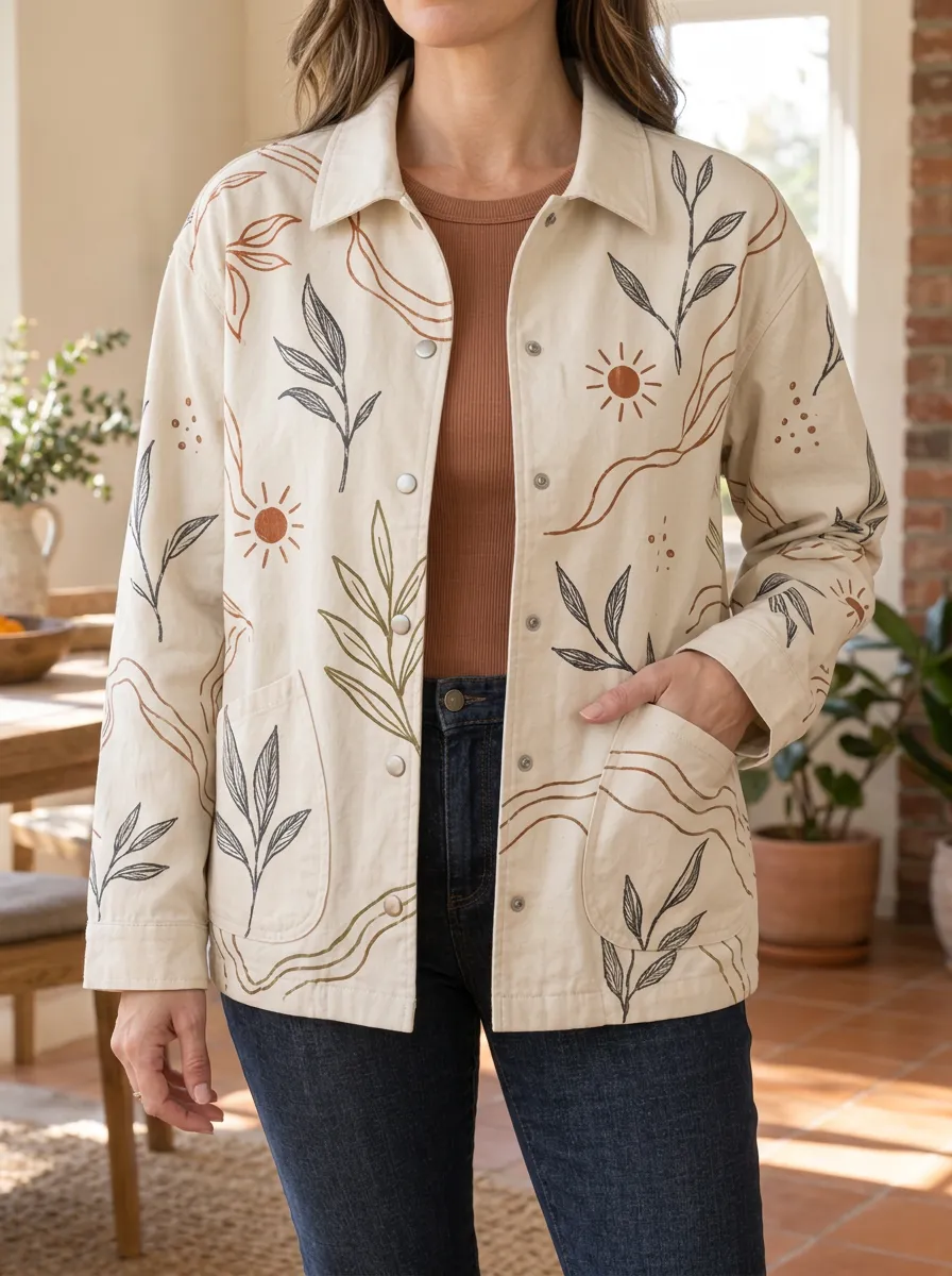 Women's Casual Boho Botanical Sun Jacket