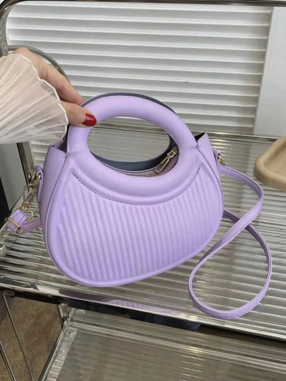 Circular Polyester Shoulder Bag Round Hard Body Chic