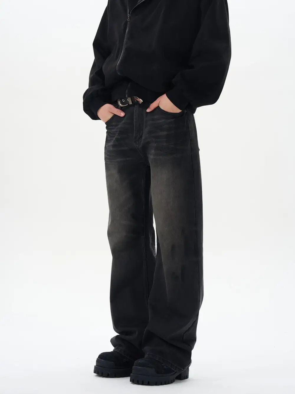 Straight-Leg Washed Jeans