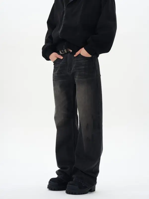 Straight-Leg Washed Jeans