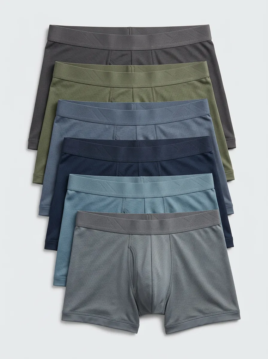 Men's Solid Pattern Breathable Contoured Pouch 6-Pack Boxer Briefs