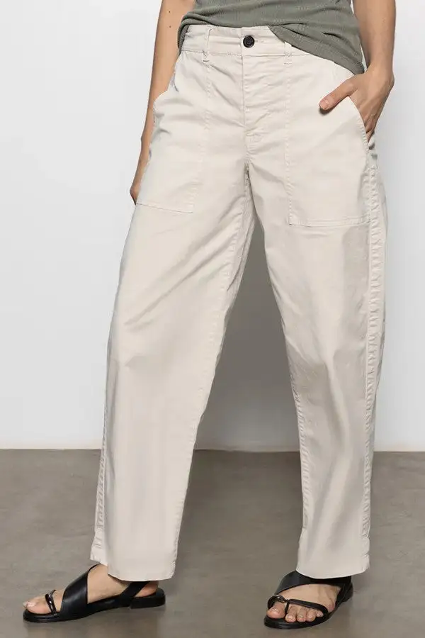 Women's White High Waist Chino Wide Leg Pants