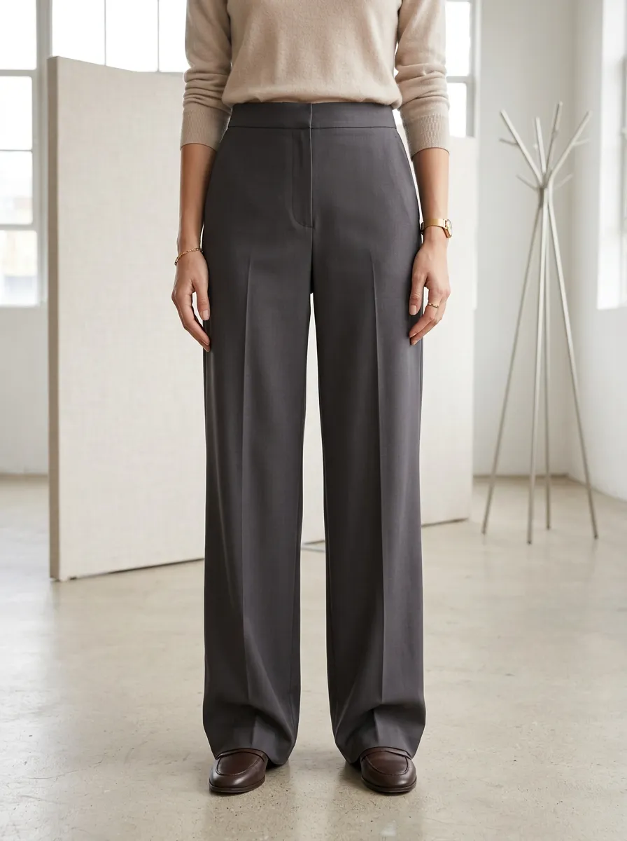 High-Waist Tailored Minimal Women's Wide-Leg Trousers