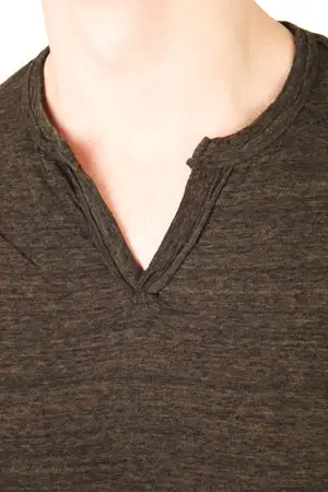 V-Neck Cotton Slit-Neck T-Shirt