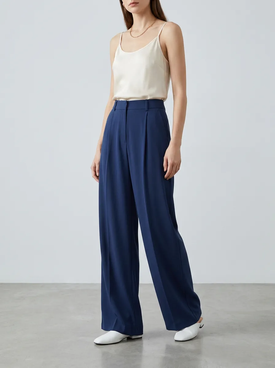 Pleated Relaxed Women's Wide-Leg Trousers