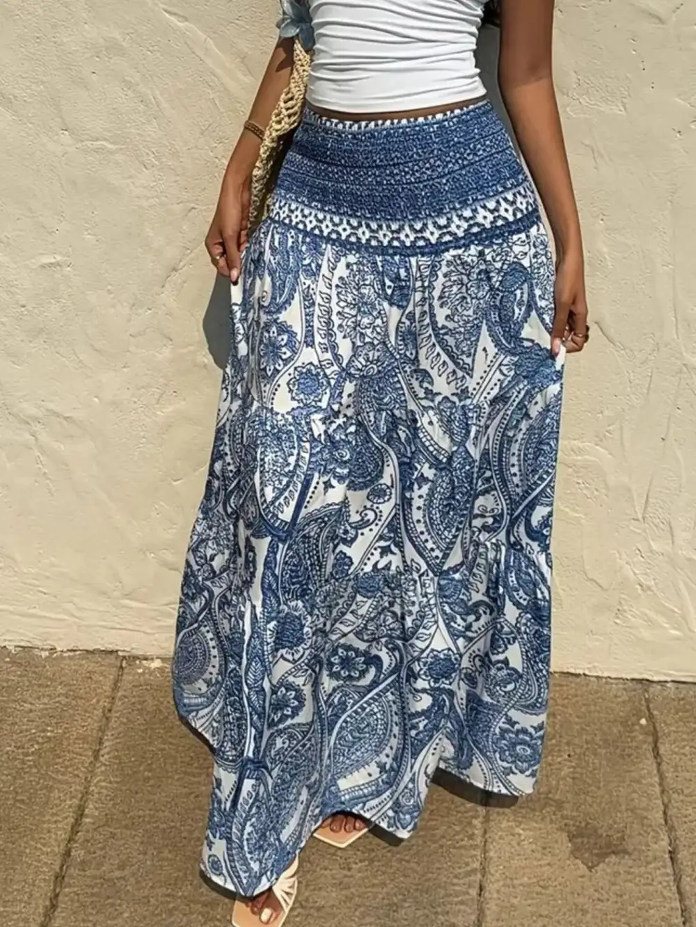 Refined Smocked Printed Skirt