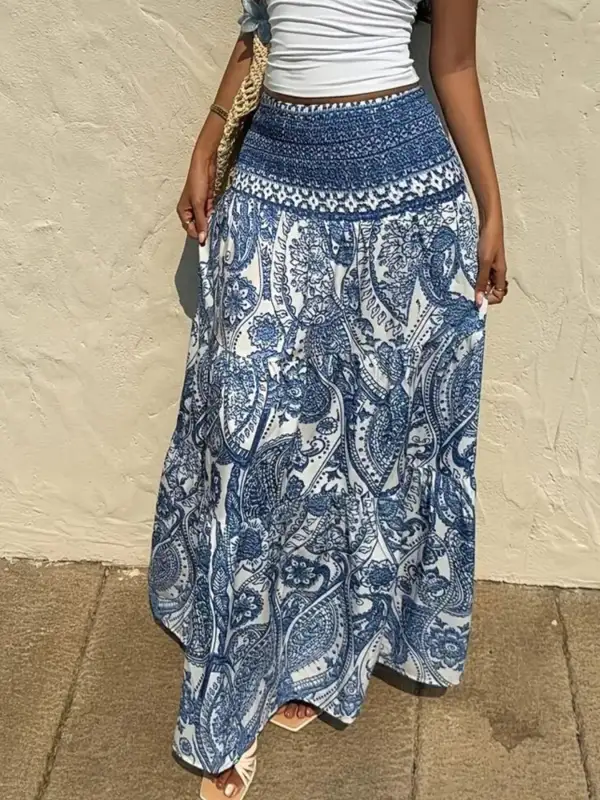 Refined Smocked Printed Skirt