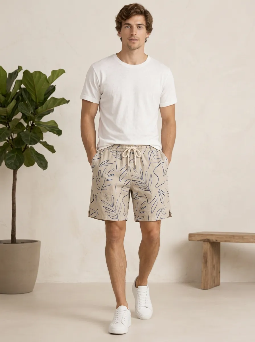 Men's Nature Inspired Botanical Printed Shorts