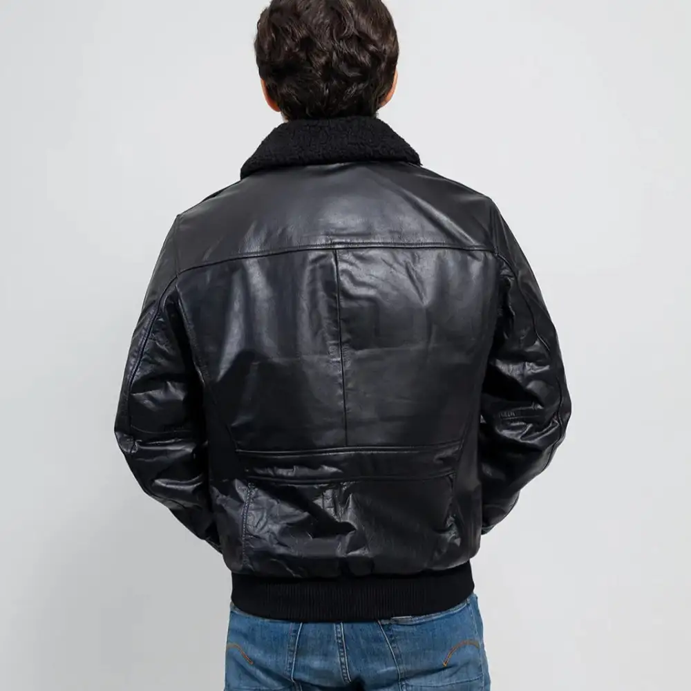 Structured Leather Biker Bomber Motorcycle Jacket
