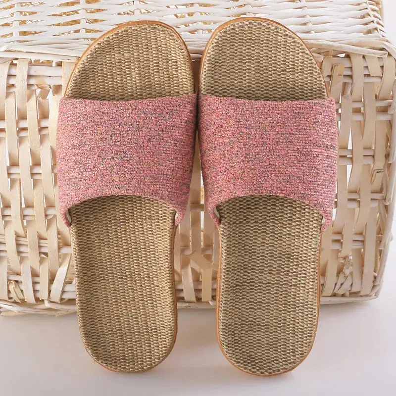 Relaxed Linen Texture House Slippers