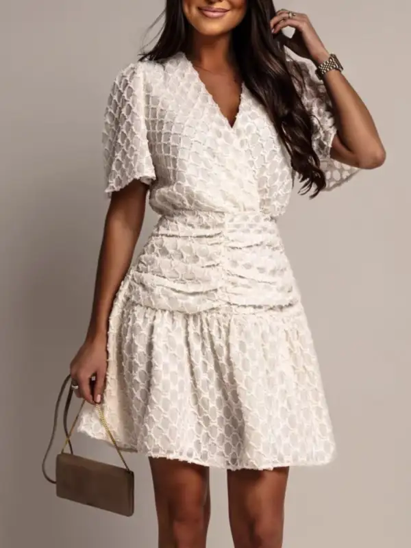 Ruched Short Sleeve Dress Casual
