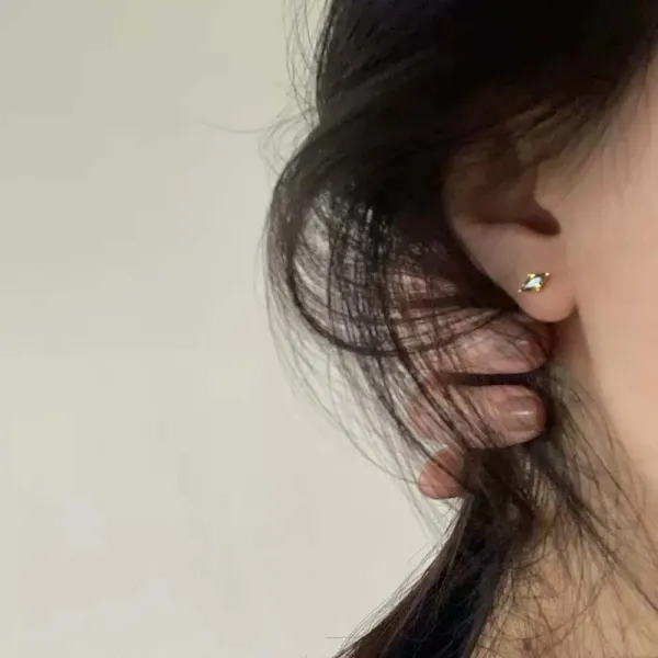 18K Gold-Plated Zircon Geometric Earrings