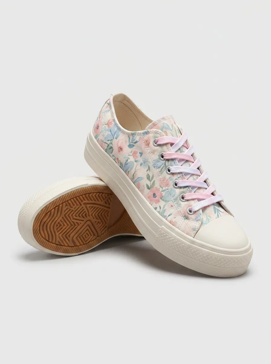 Women's Floral Lover Pastel Flower Printed Canvas Shoes