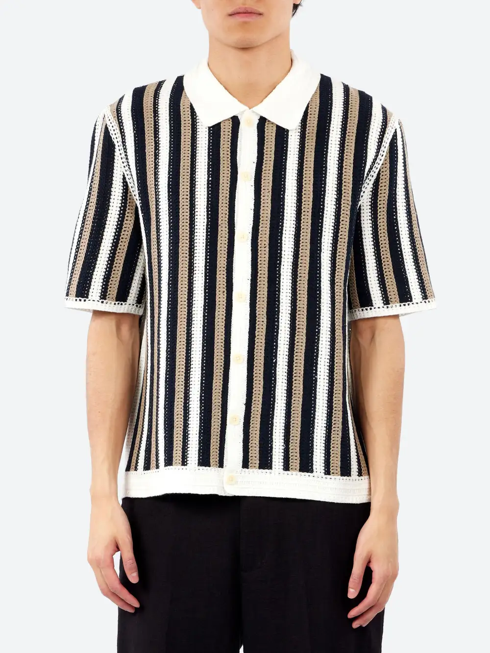 Men's Crochet Knit Knit Shirt
