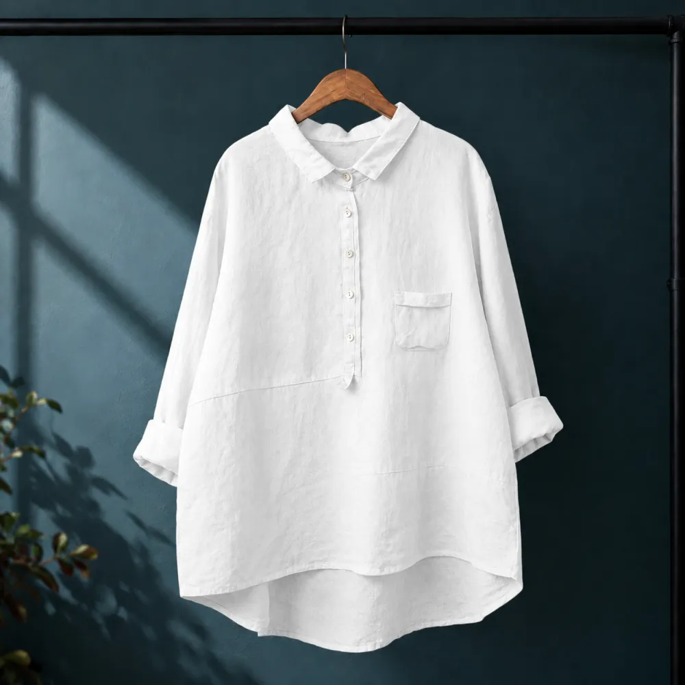 Refined Relaxed Collared Blouse