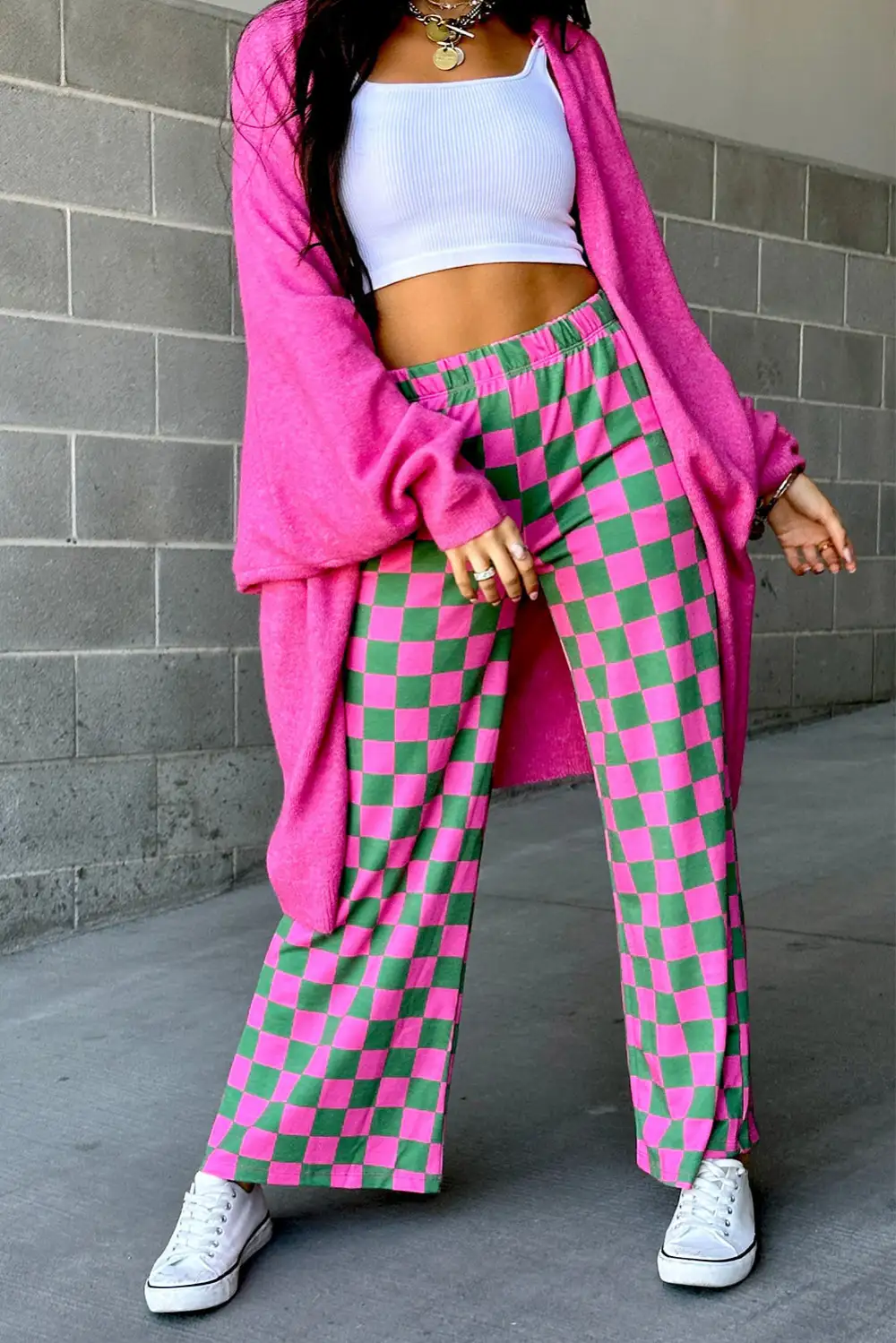 Print High Rise Wide Leg Pants