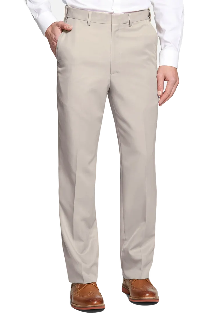 Poplin Flat Front Pleated Front Short Rise Relaxed Fit Trousers