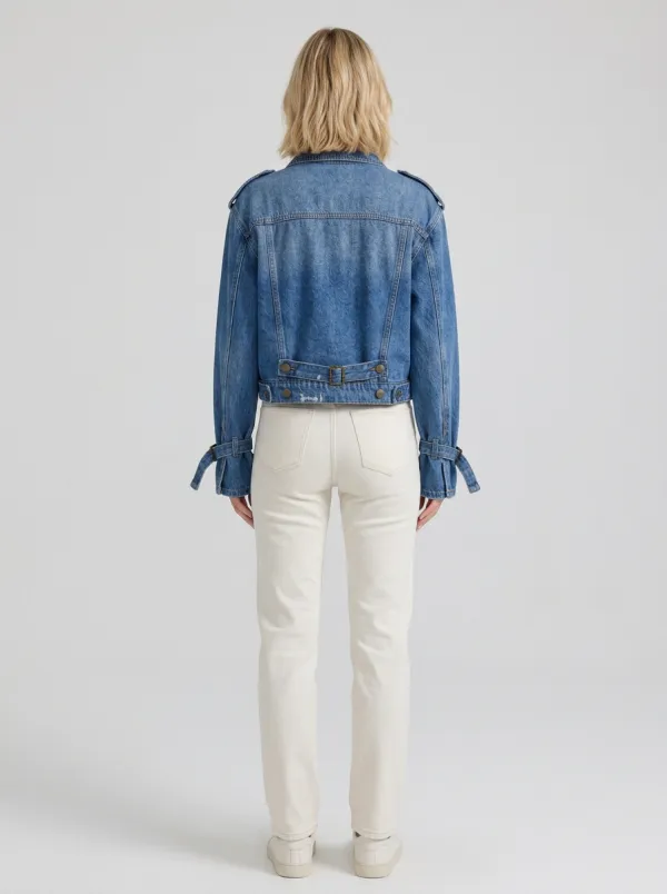 Women's Vintage Style Chain Detail Denim Jacket