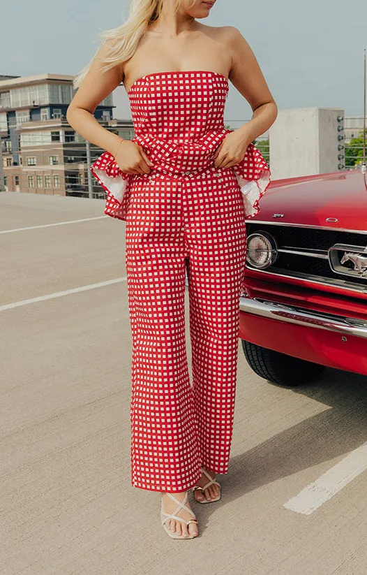 High Waist Relaxed Wide Leg Gingham Pants