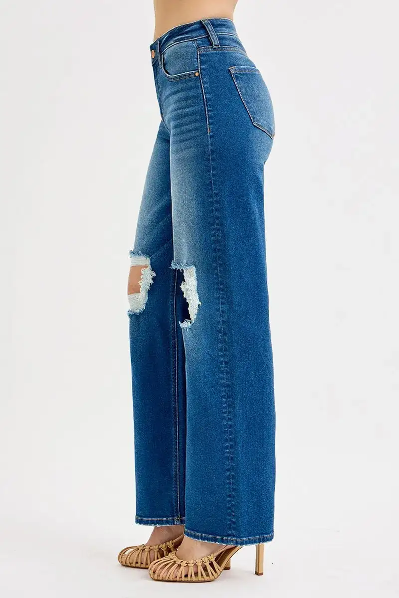 Mid Rise Distressed Denim Jeans