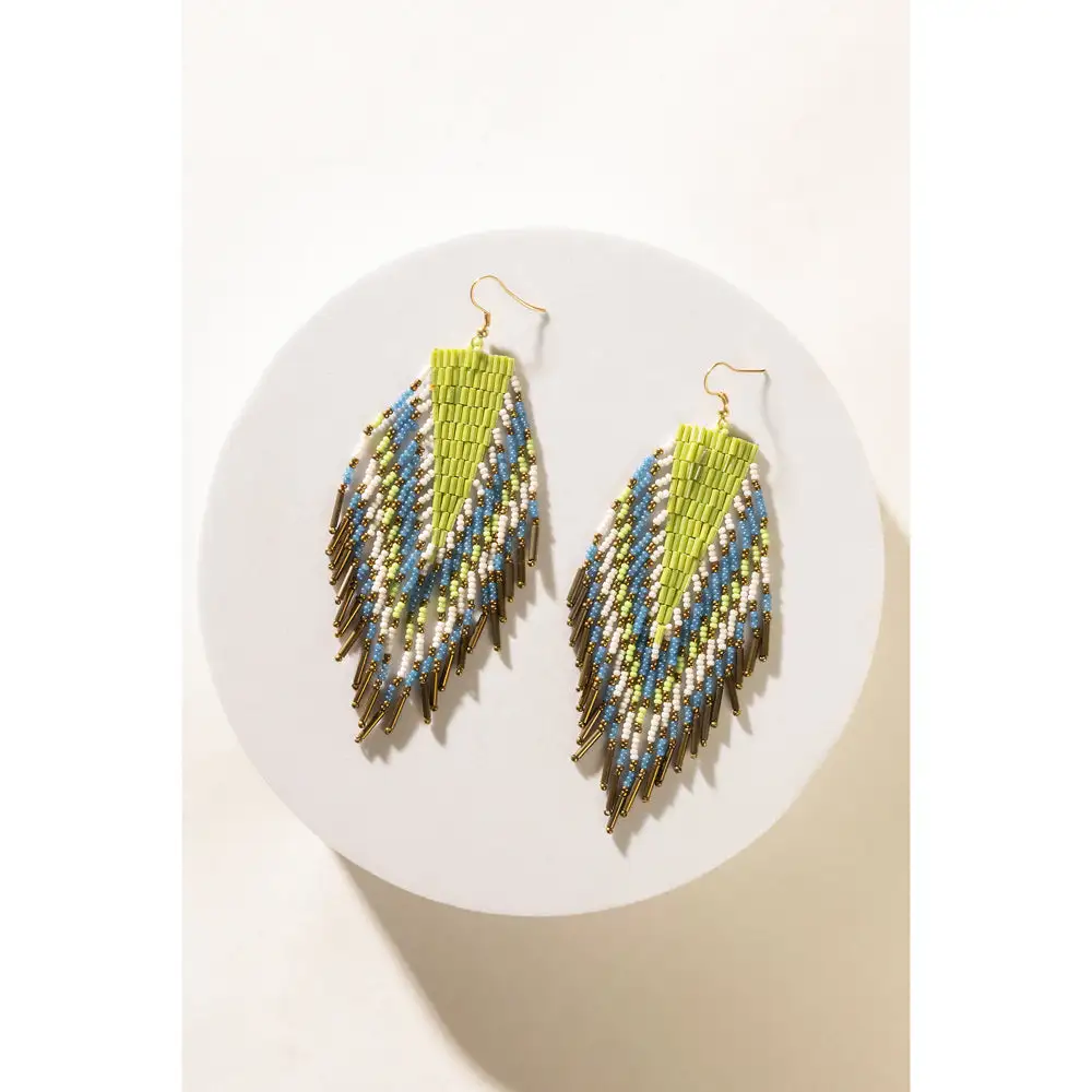 Artful Feather Beaded Earrings