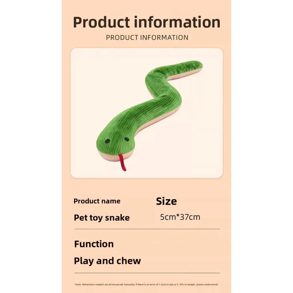 Squeaky Pet Toy Snake Dog Toy Wiggly Snake Chew Toy Teething & Boredom Relief for Small & Medium Dogs