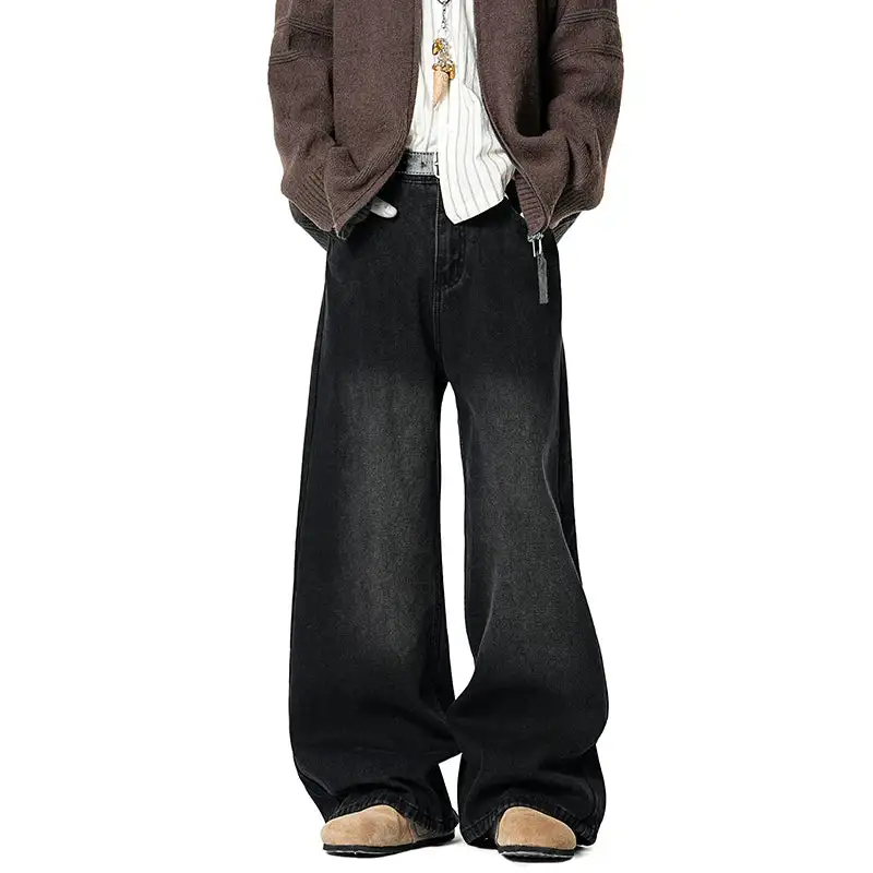 Barrel-Leg Faded Washed Jeans