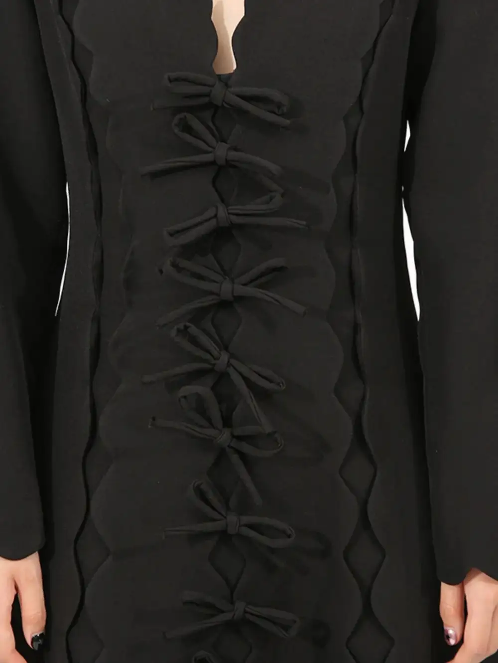 Layered Detail Long Sleeve Midi Dress