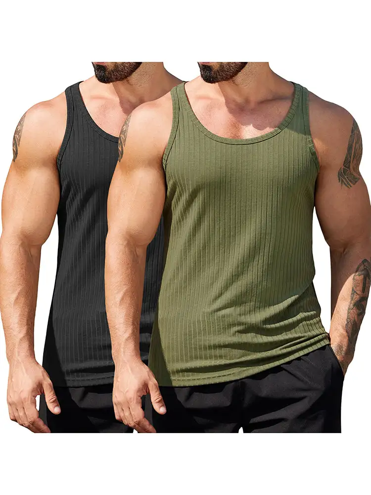 Gym Muscle Packs Ribbed Knit Tank Top
