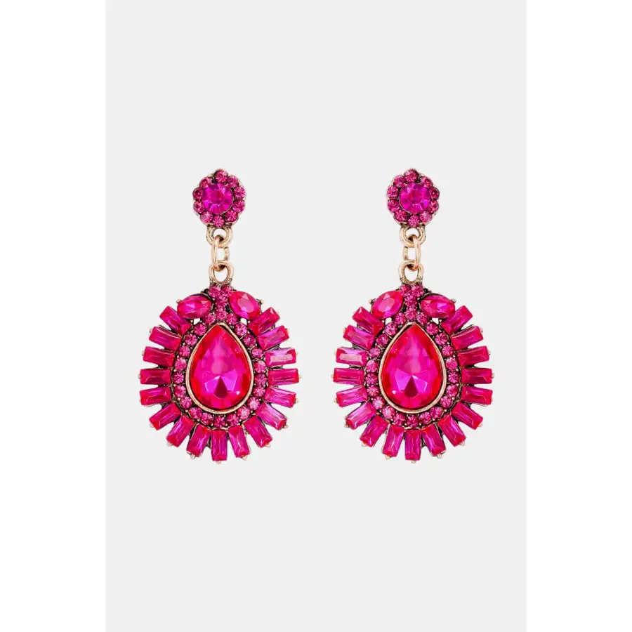 Teardrop Shape Glass Stone Dangle Earrings