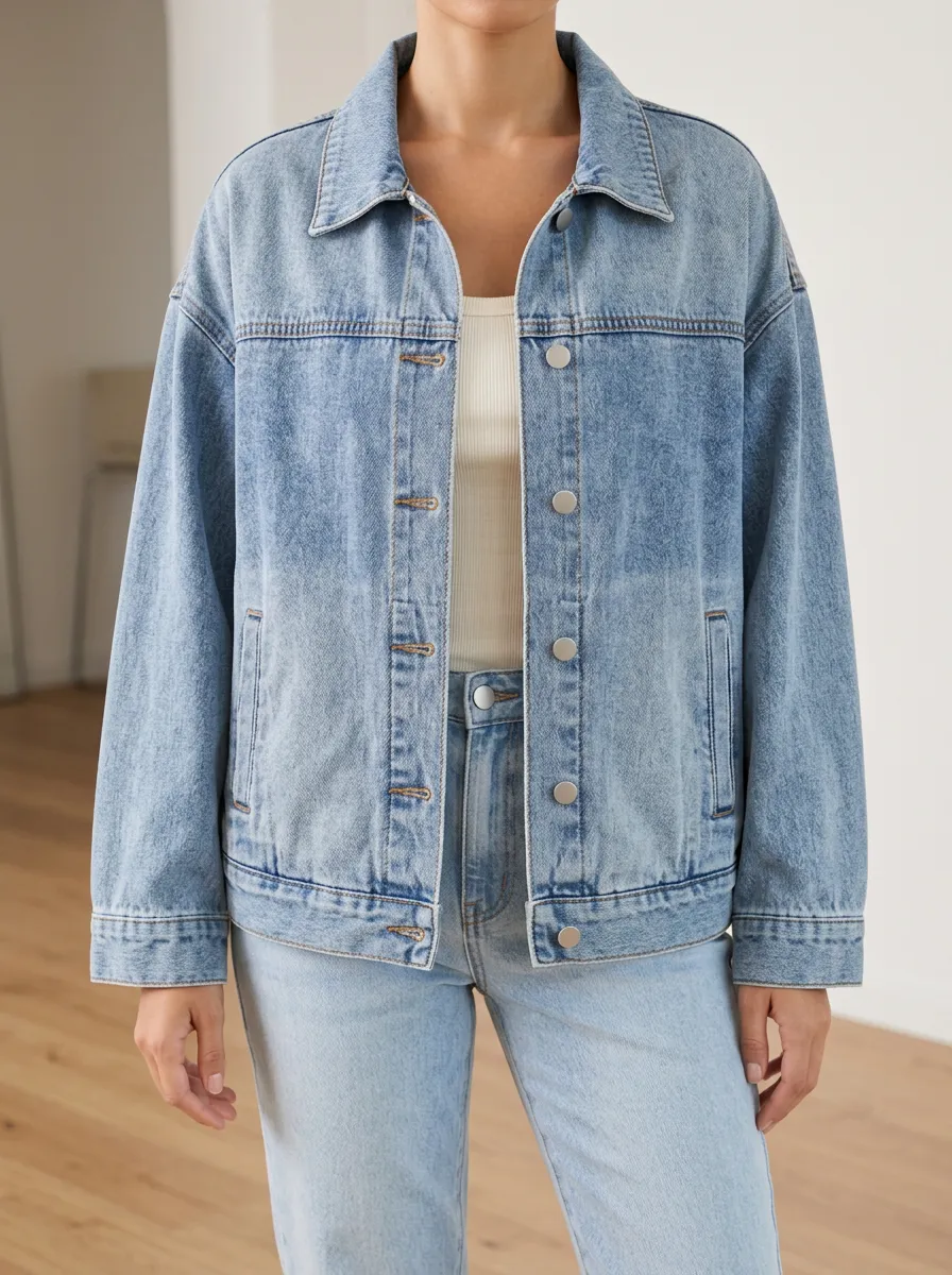 High Neck Women's Denim Jacket