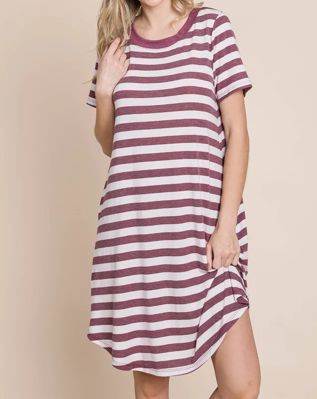Plus Size Striped Back Button Dress